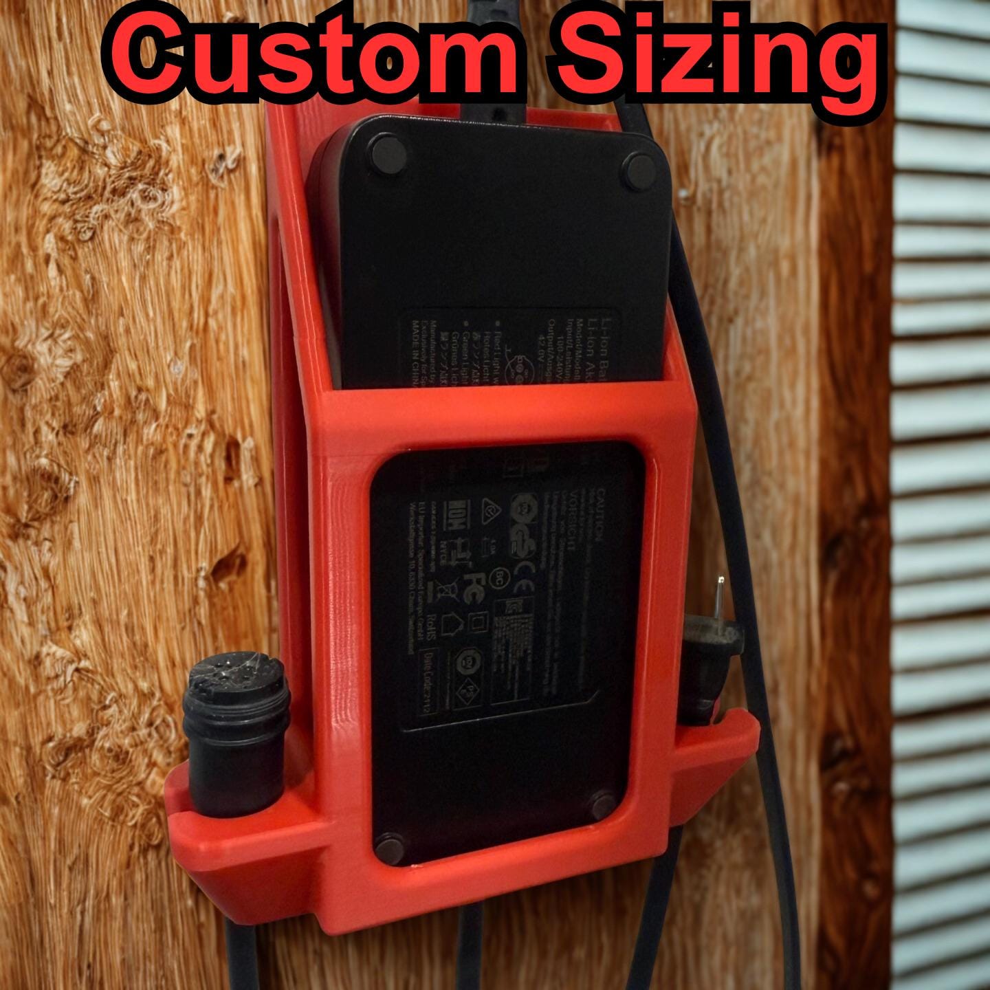 Custom Sized E-Bike Charger Wall Mount | Universal 3D Printed Holder | Gaming Laptop Power Brick | Made in USA