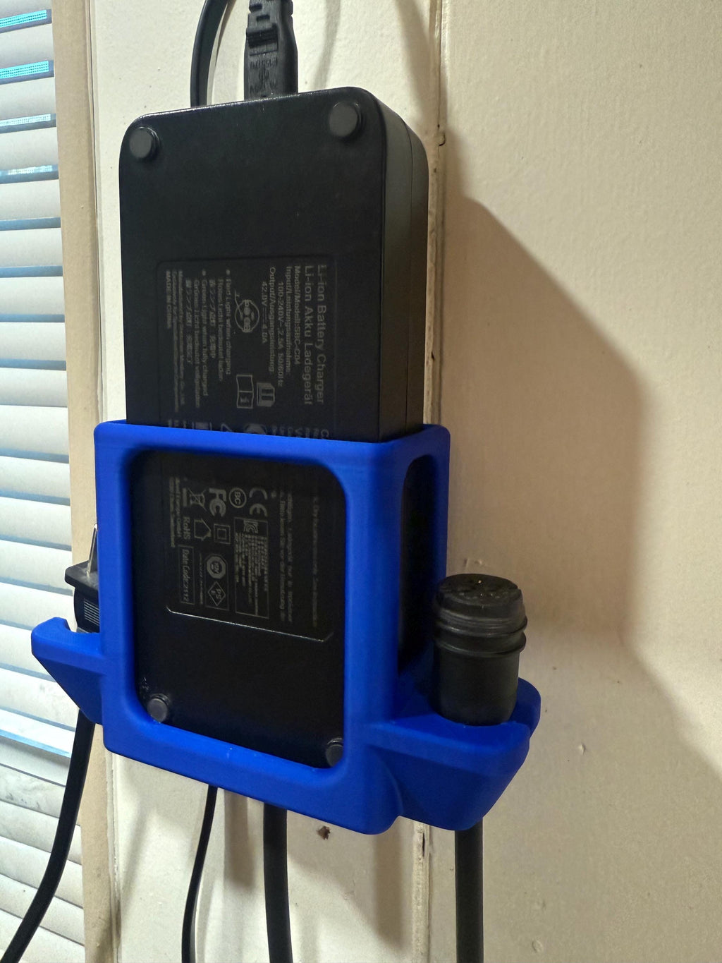 Custom Sized E-Bike Charger Wall Mount | 3D Printed to Order | Universal Fit | Ventilated | Made in USA