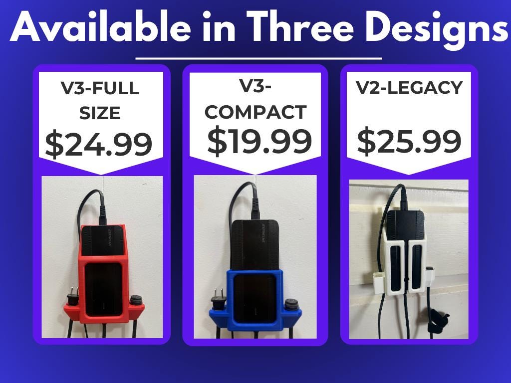 Specialized Turbo Levo Charger Holder | Wall Mount for Gen 3 eBike Charger 98916-5643 | Ventilated 3D Printed, Made in USA